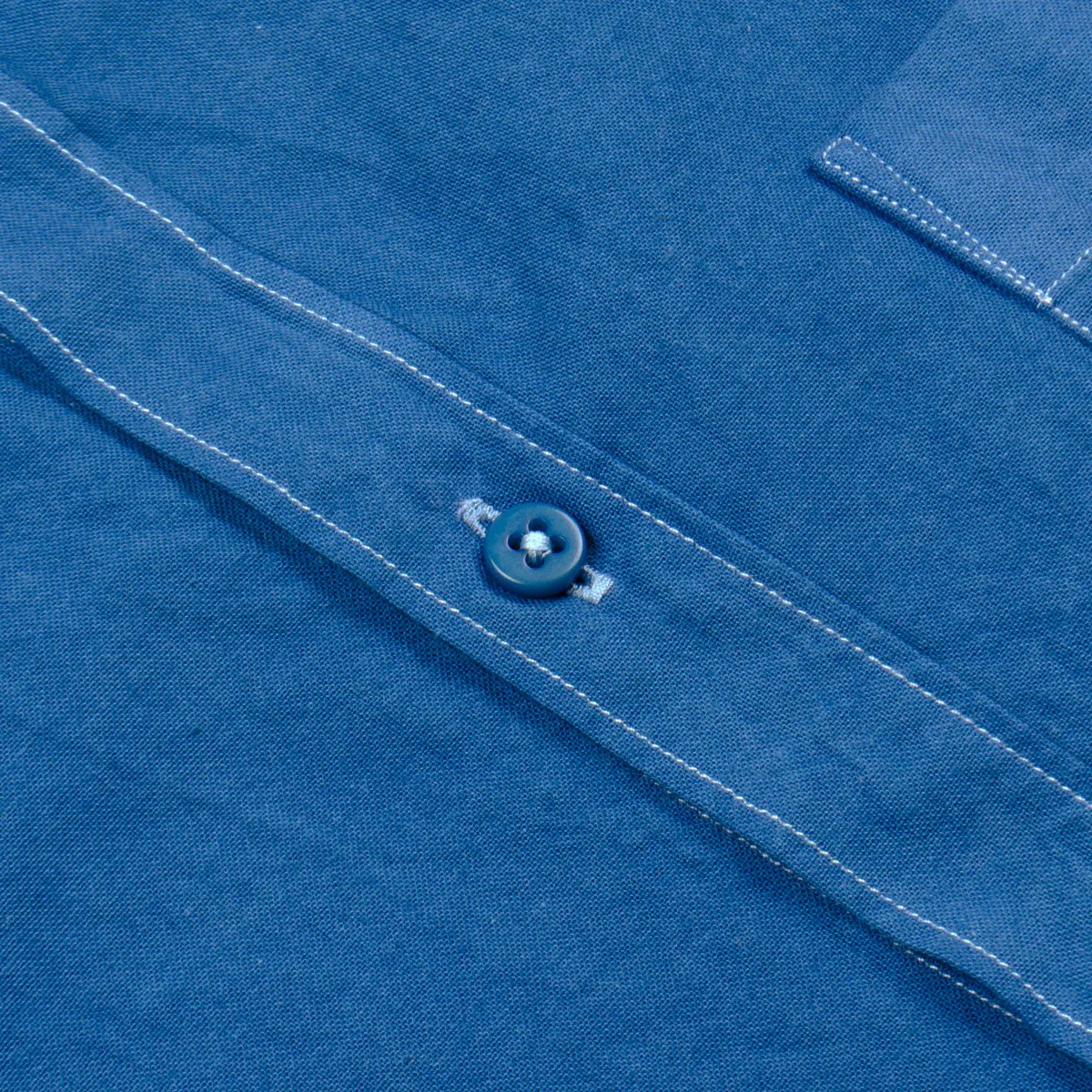 De Bonne Facture - Cotton Canvas Essential Pocket Shirt - Overdyed Pastel Blue