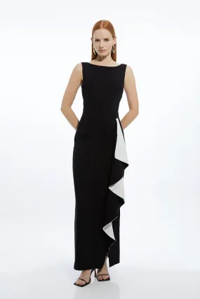 Diamante Embellished Trim Drape Cowl Back Midaxi Tailored Dress | Karen Millen