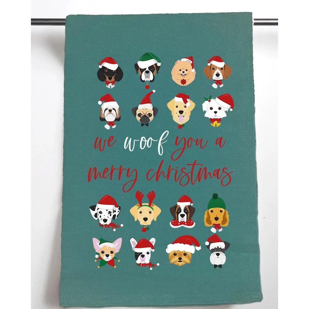 Dog Pet Woof Christmas Holiday Towel