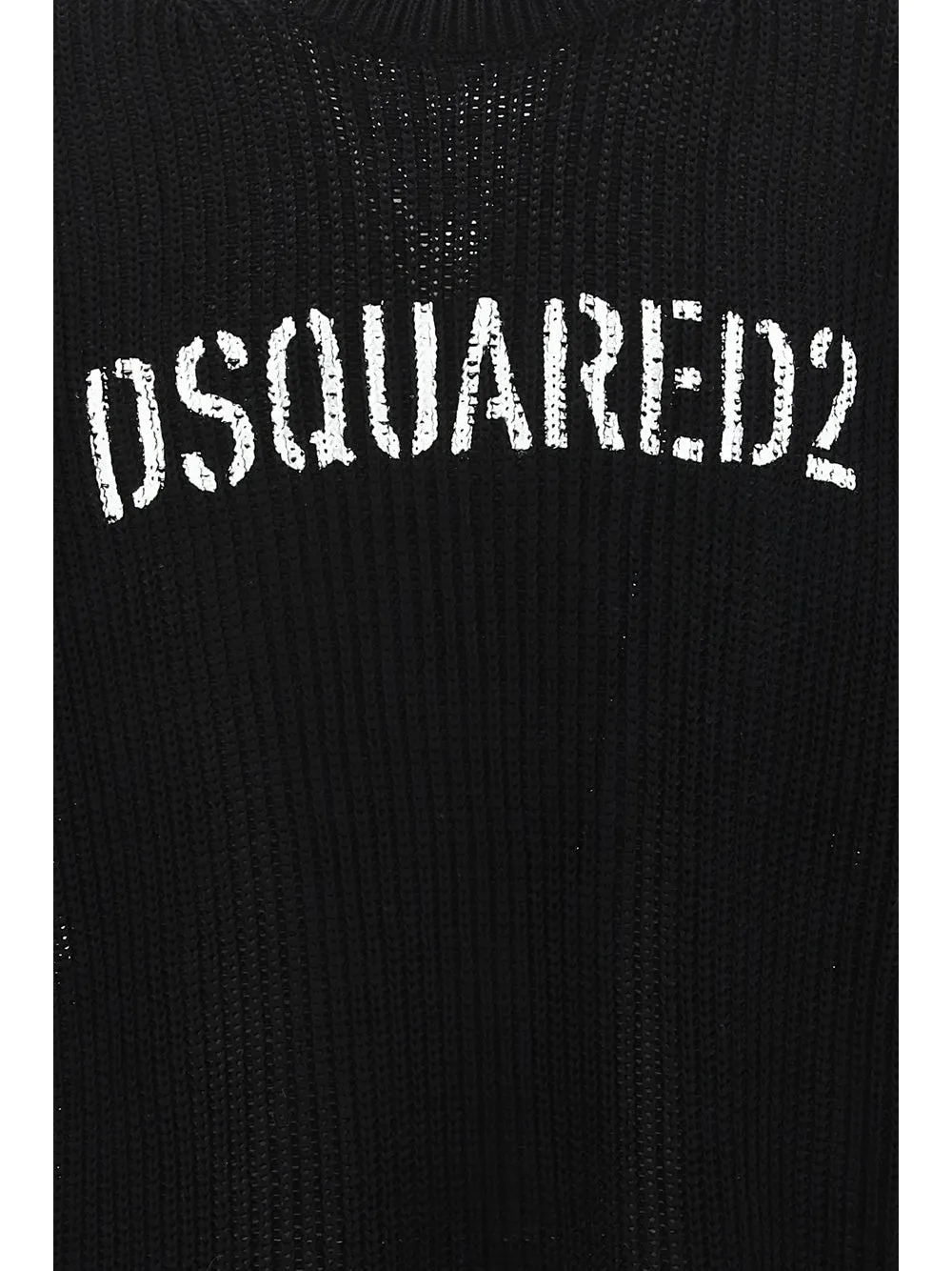 Dsquared2 Logo Printed Distressed Knitted Jumper