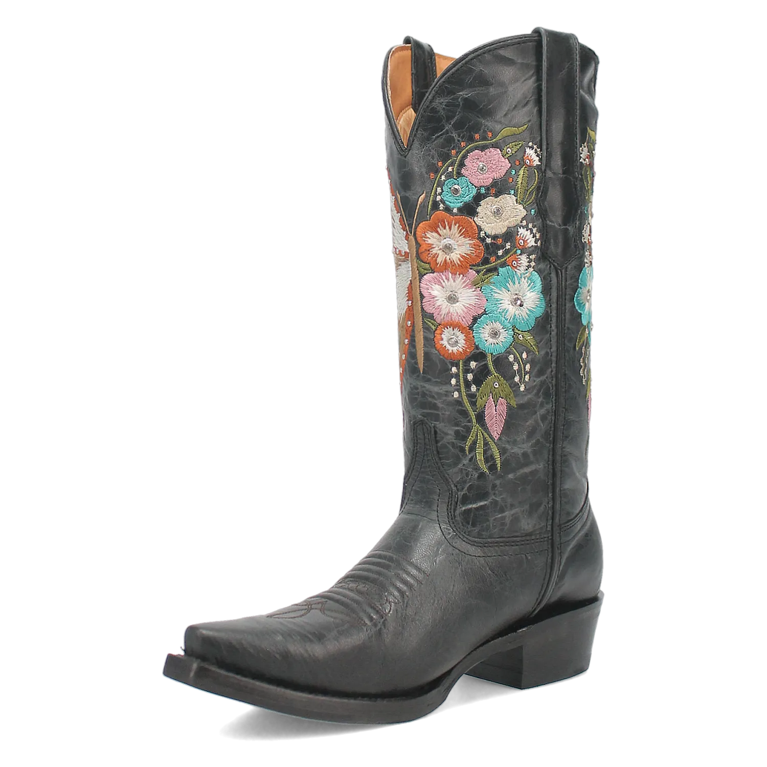 Duchess Black Leather & Butterfly/Floral Embroidered Boot (DS) ~ PREORDER 7/20