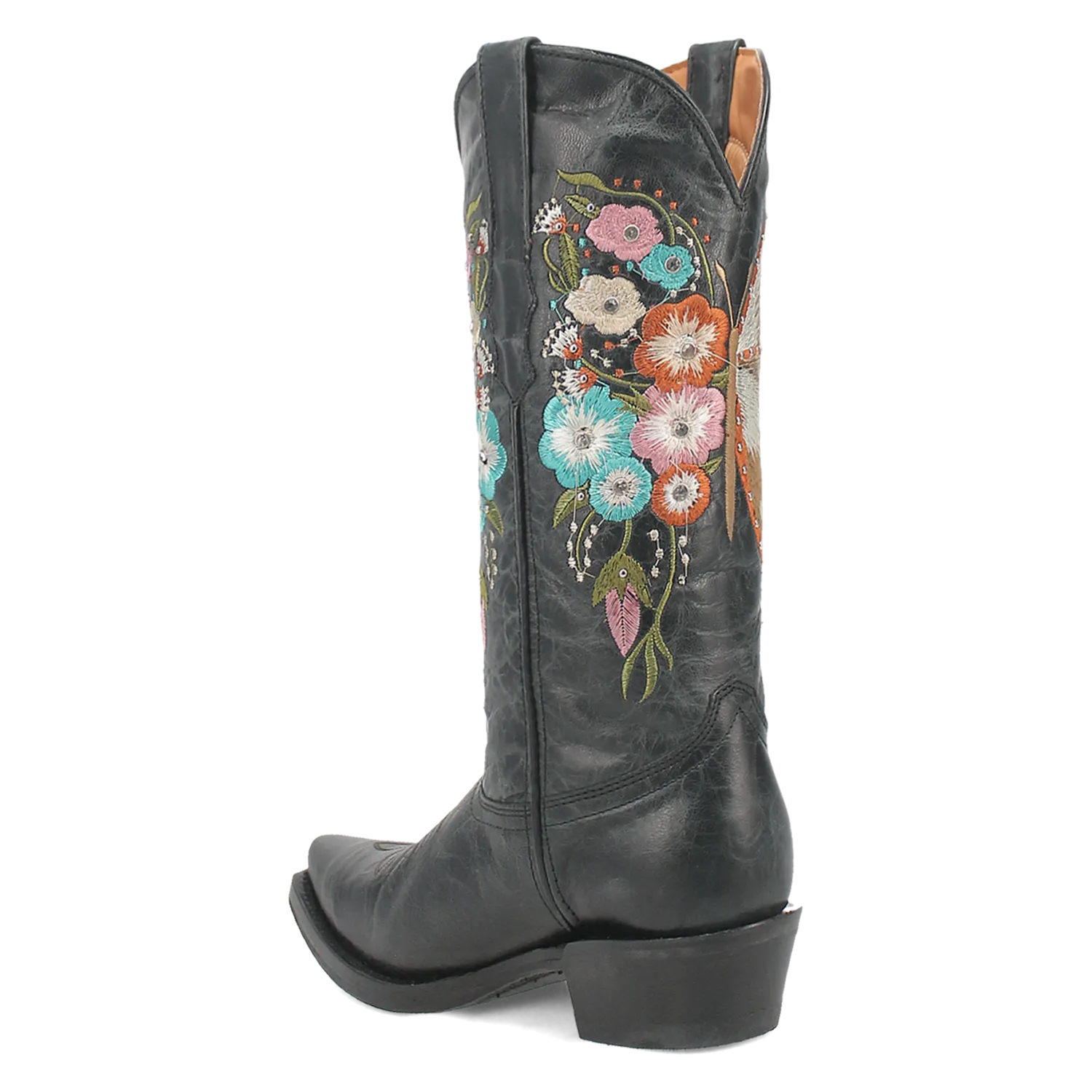 Duchess Black Leather & Butterfly/Floral Embroidered Boot (DS) ~ PREORDER 7/20