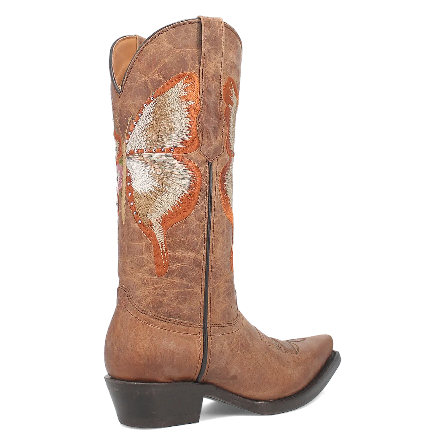 Duchess Brown Leather & Butterfly/Floral Embroidered Boot (DS) ~ PREORDER 8/3