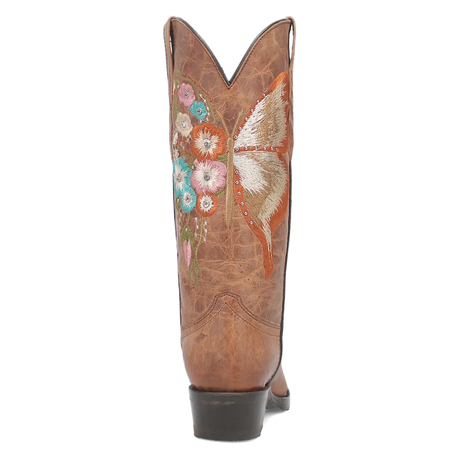 Duchess Brown Leather & Butterfly/Floral Embroidered Boot (DS) ~ PREORDER 8/3