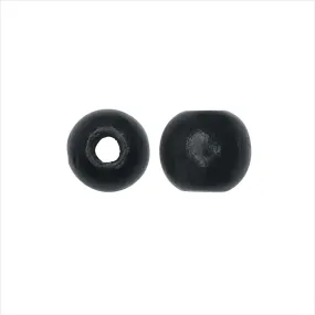 Dyed Wood Beads, Smooth Large Hole Round 12mm, Black (25 Pieces)