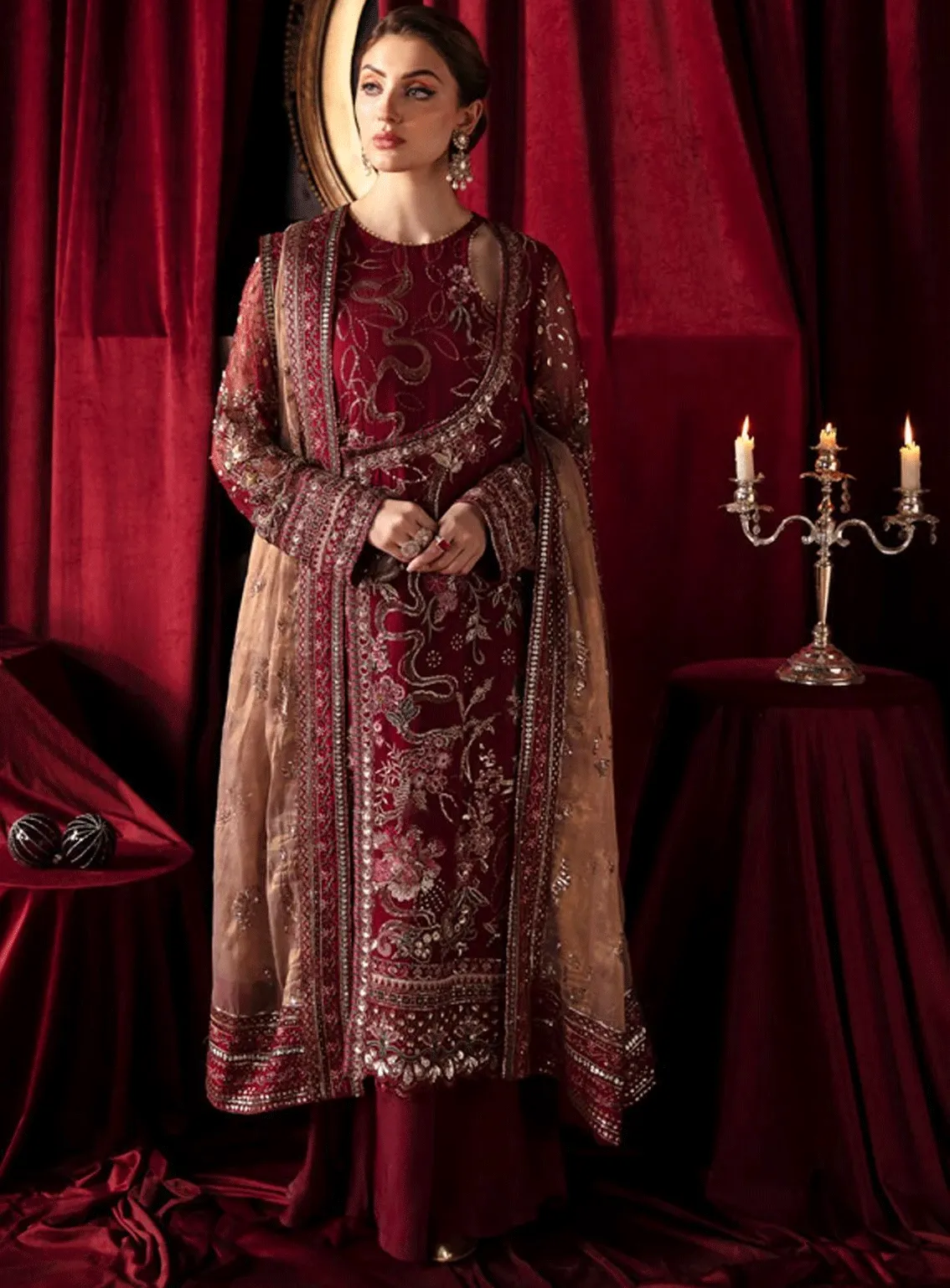 Elanora By Nureh Embroidered Chiffon Unstitched 4 Piece Suit - NU23EL NEL-39 SOIR