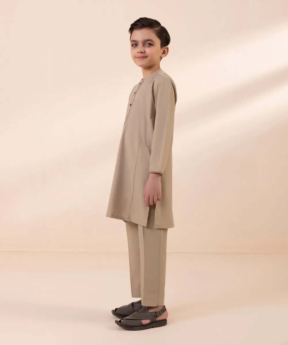 Embroidered Blended Viscose Suit