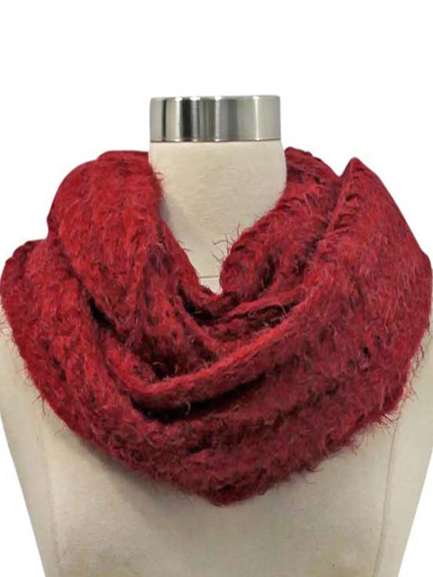 Eyelash Knit Soft Fuzzy Infinity Scarf