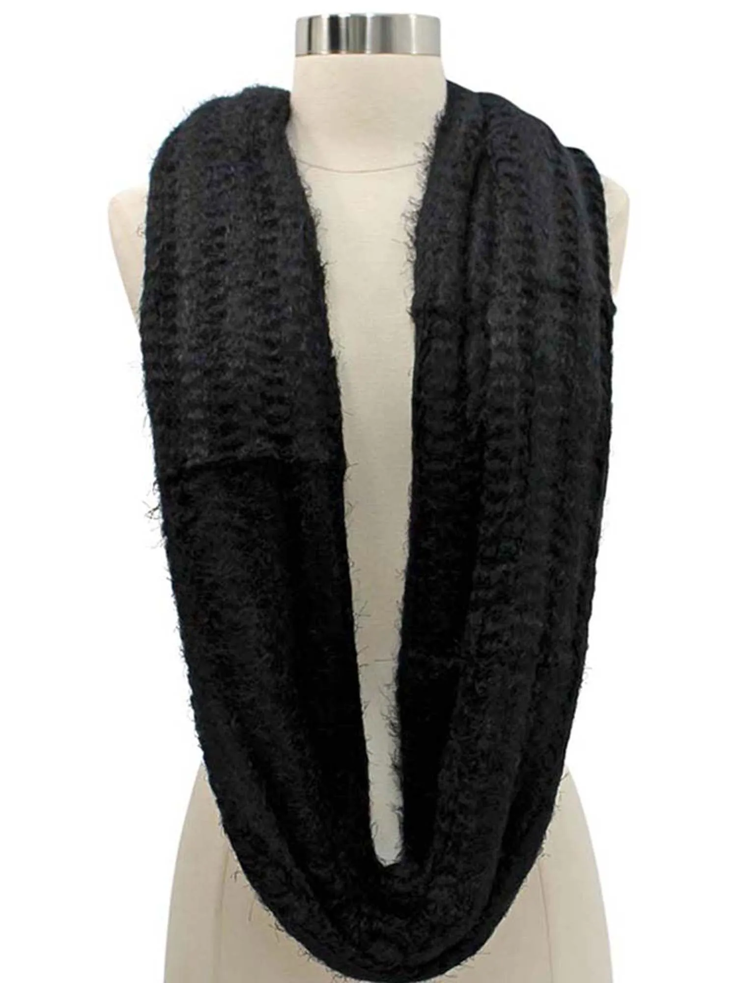 Eyelash Knit Soft Fuzzy Infinity Scarf