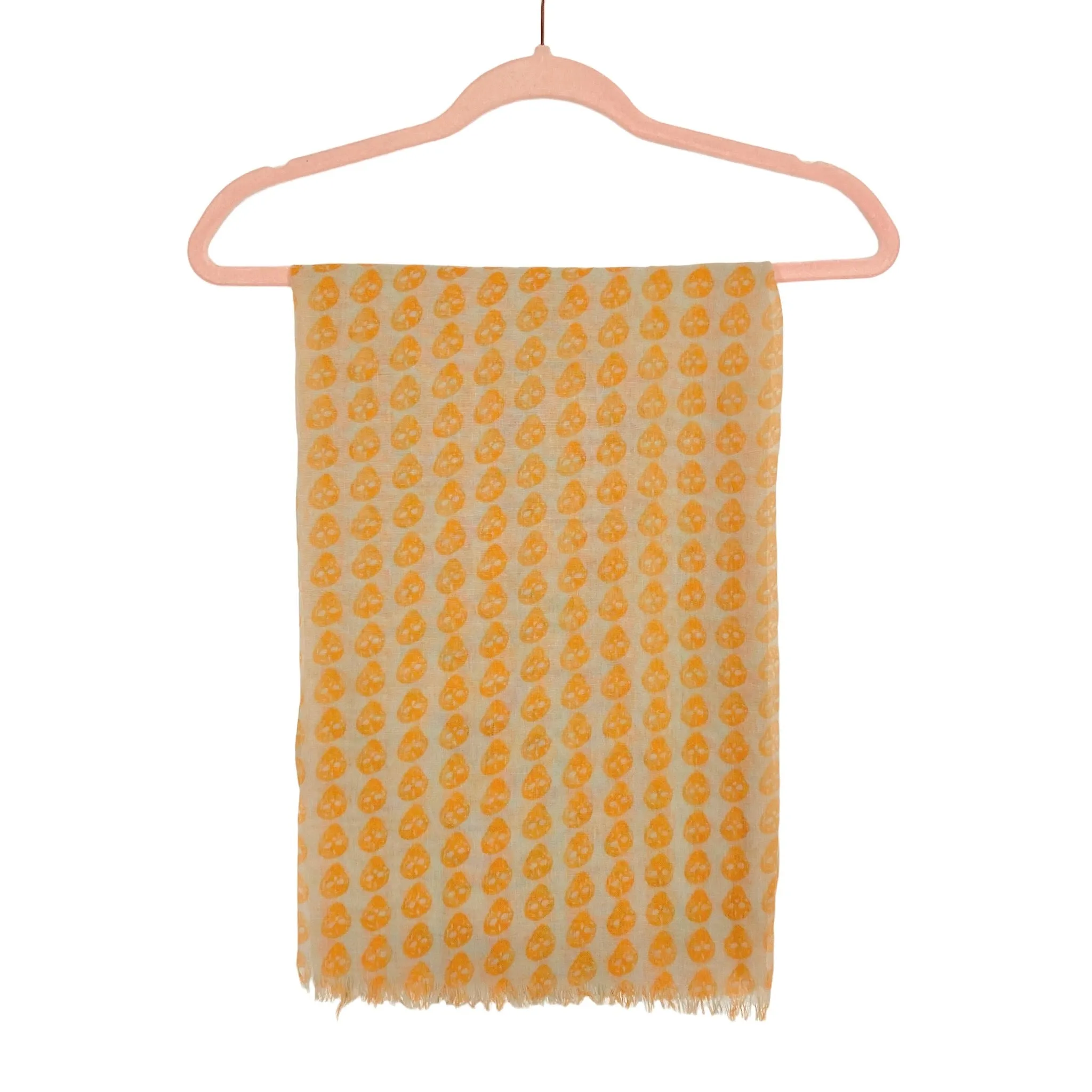 Feria Beige/Orange Skull Fringe Sheer Scarf