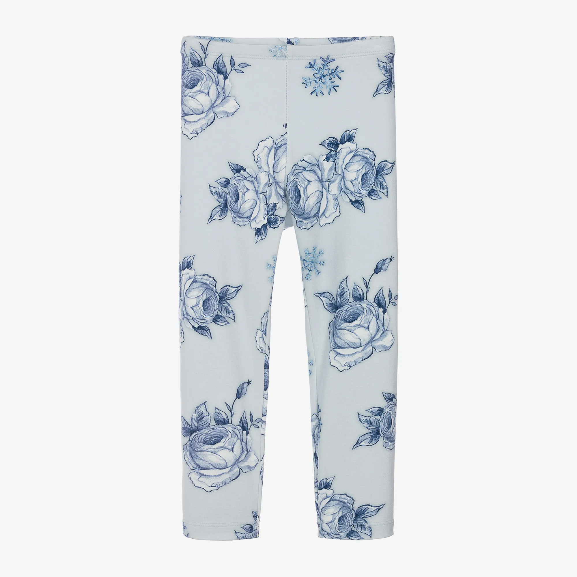 Girls Blue Viscose Floral Leggings