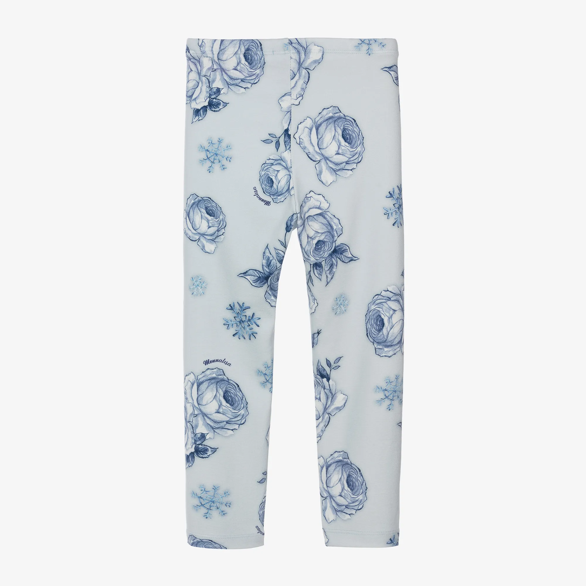 Girls Blue Viscose Floral Leggings