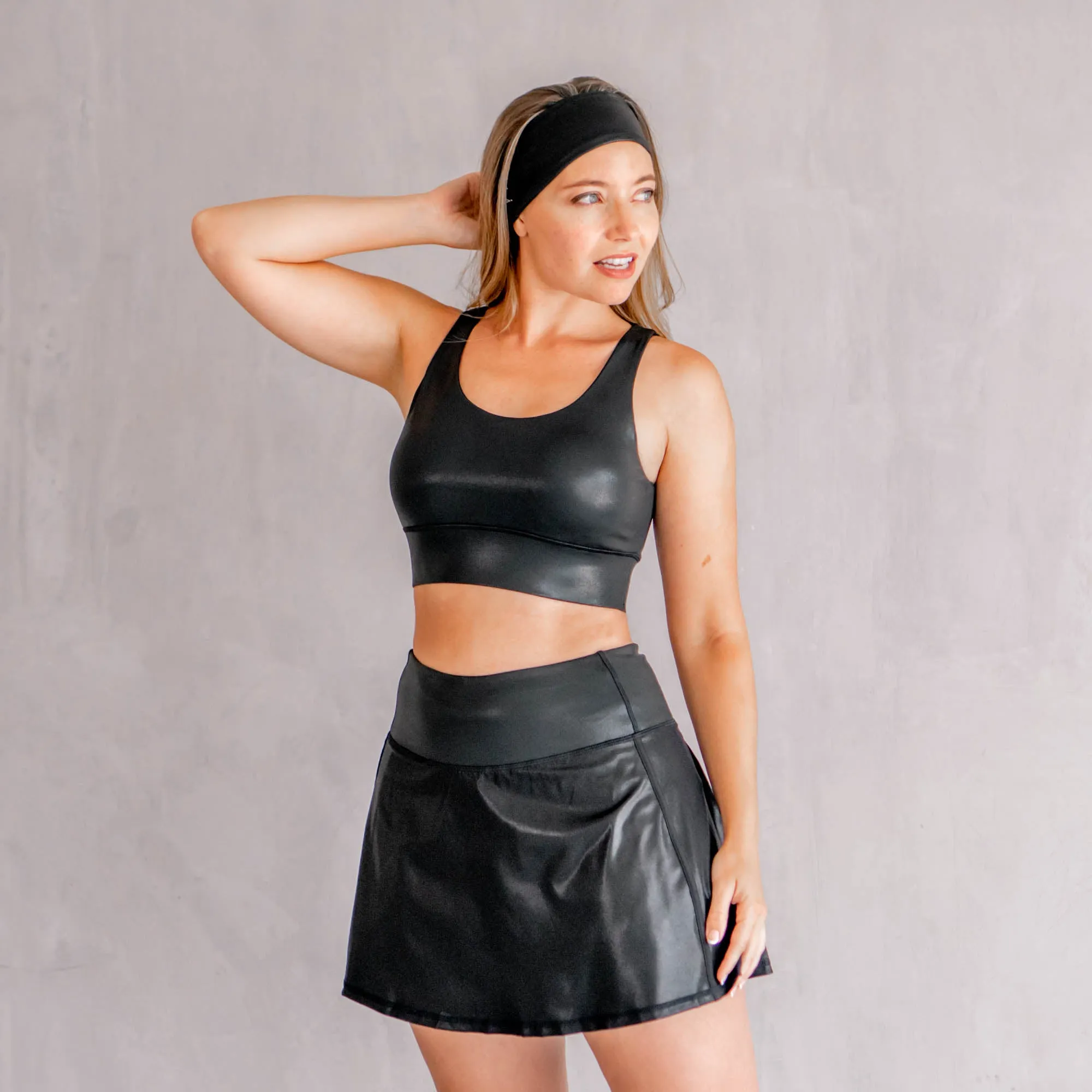 Glitter Black Athletic Skort