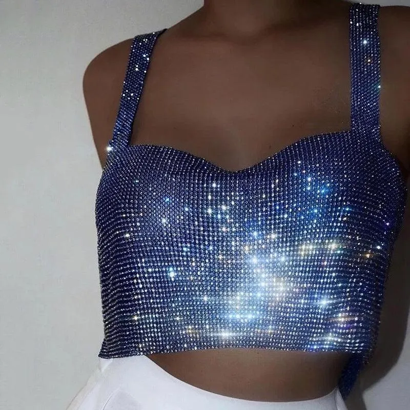 Glitter Nightclub Backless Rhinestone Tank Top