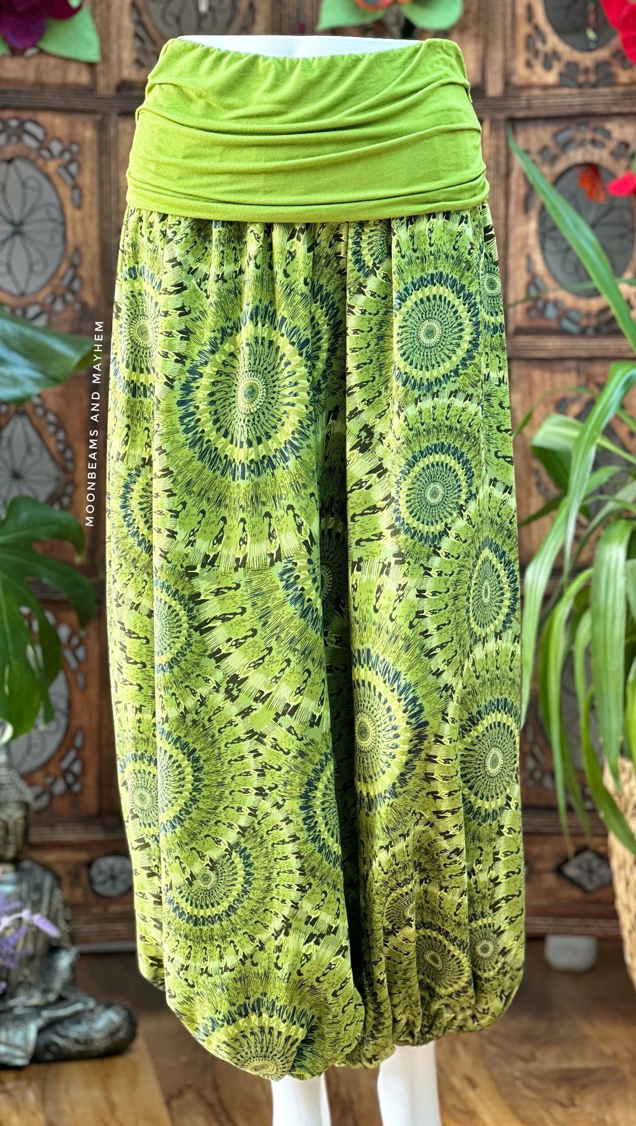 GREEN COSMIC BLAST HAREM TROUSERS (SIZE 10 - 18)