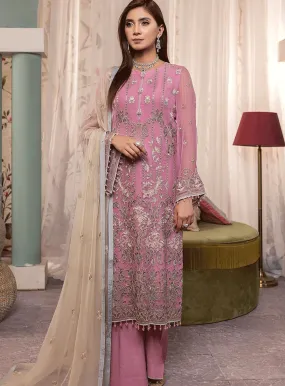 Haya By Kuch Khas Embroidered Chiffon Unstitched 3 Piece Suit - FS23HKK K-1404 MISHFAH