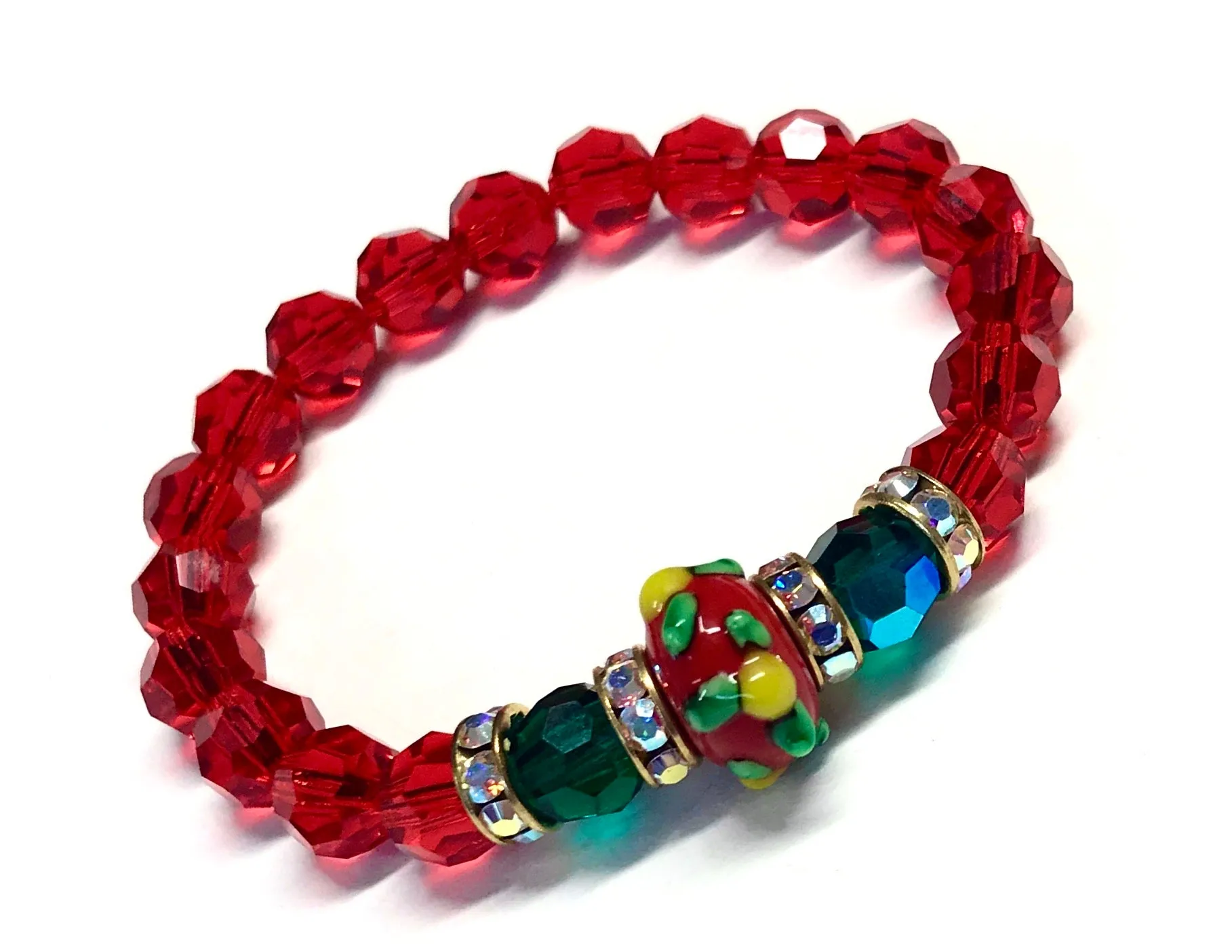 Holiday Bracelet - Stretch Christmas Bracelet - Red and Green