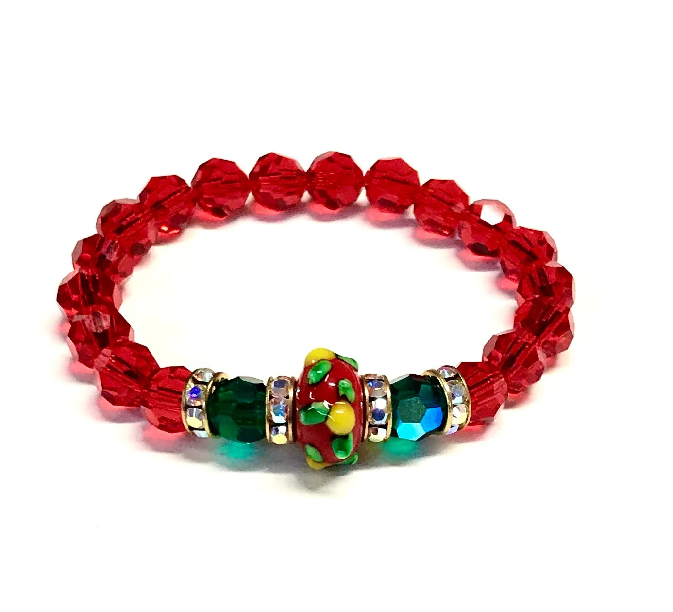 Holiday Bracelet - Stretch Christmas Bracelet - Red and Green