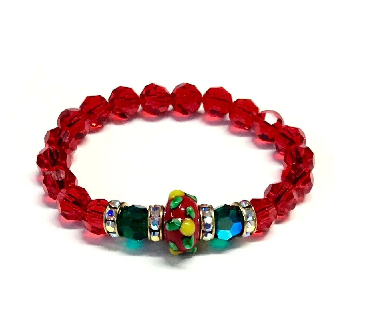 Holiday Bracelet - Stretch Christmas Bracelet - Red and Green