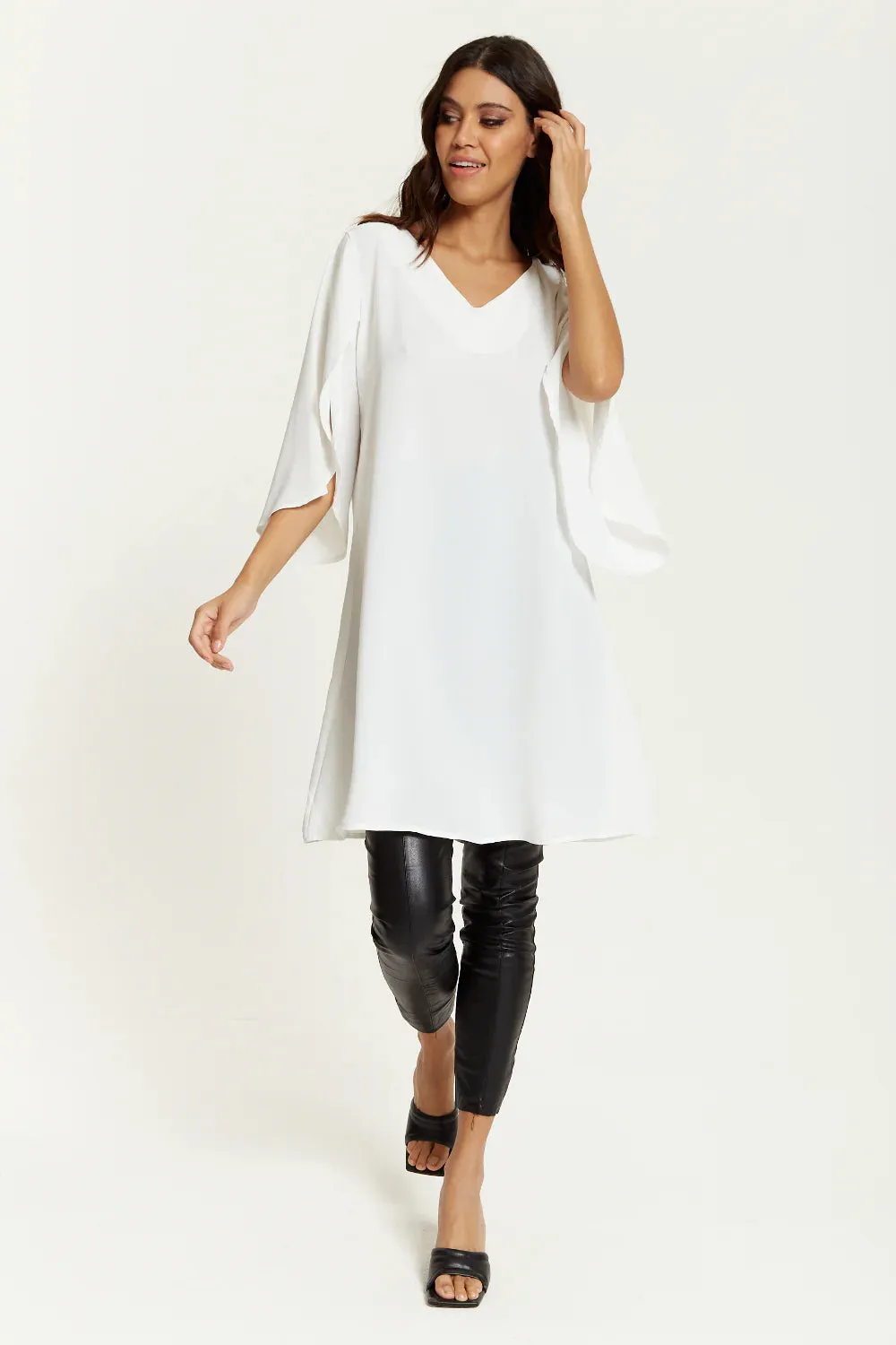 Hoxton Gal Oversized V Neck Tunic With Split Sleeves