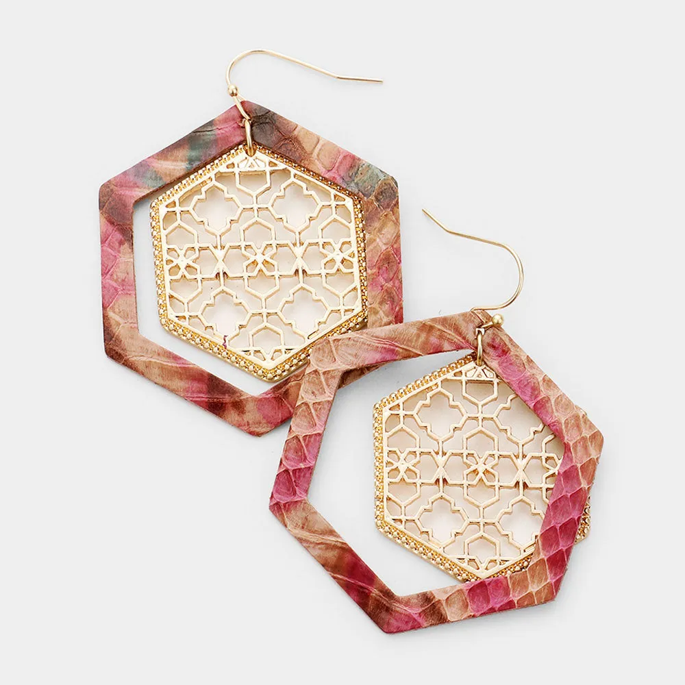 iLLASPARKZ Faux Leather Moroccan Filigree Dangle Earrings