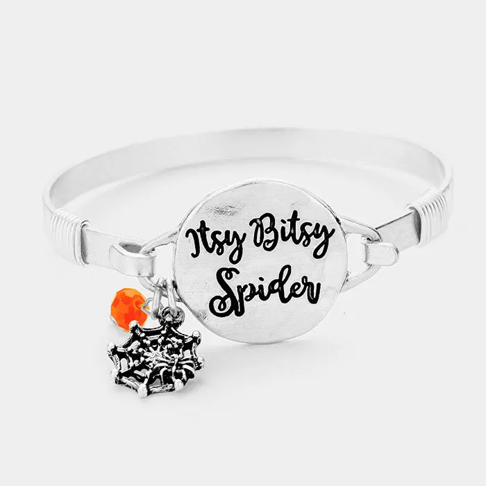 iLLASPARKZ Itsy Bitsy Spider Metal Disc Cobweb Charm Hook Bracelet