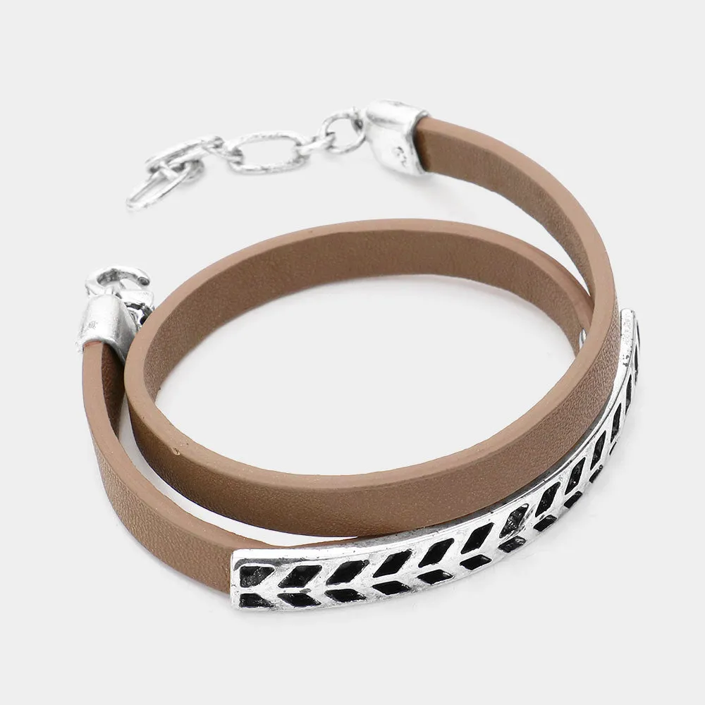 iLLASPARKZ Metal detail faux leather wrap bracelet