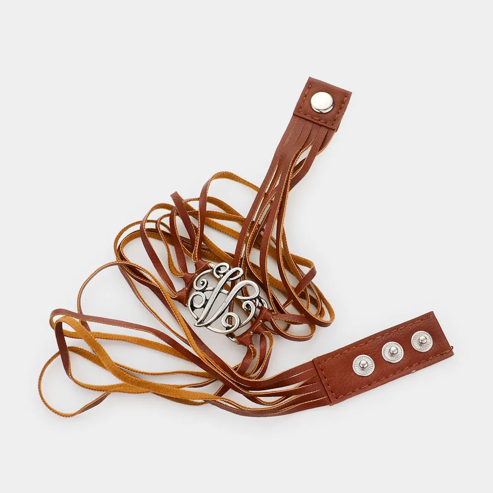 iLLASPARKZ -V- Monogram Faux Leather Wrap Bracelet