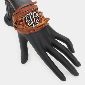 iLLASPARKZ -V- Monogram Faux Leather Wrap Bracelet