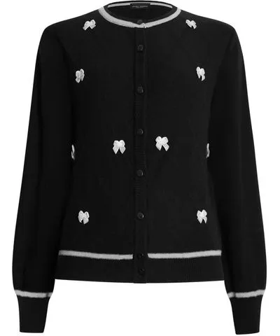 James Lakeland Women's Bow Detail Black Cardigan