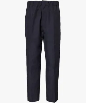 Jil Sander Mens Navy Drawstring-waistband tapered-leg regular-fit cotton trousers