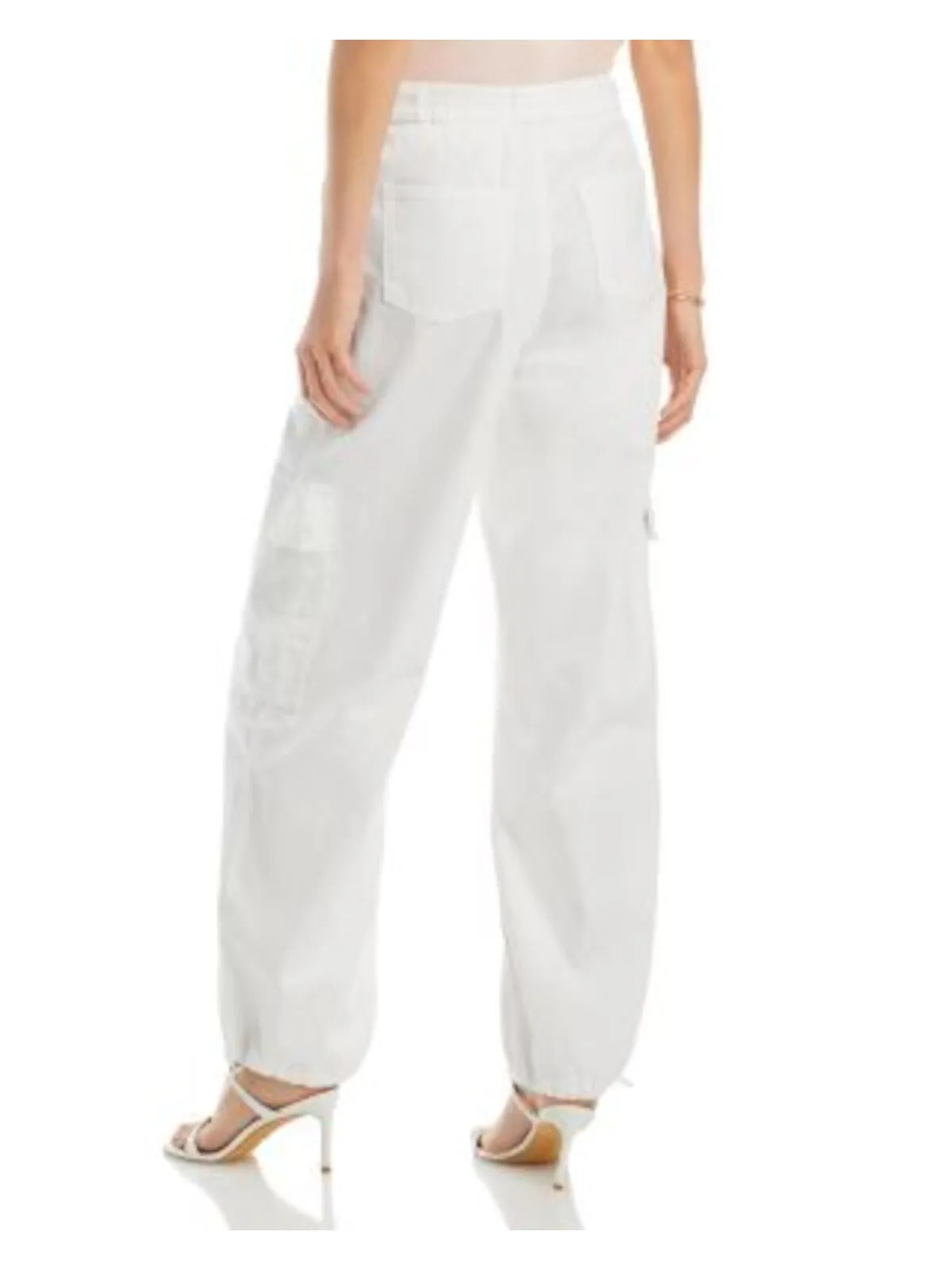 JONATHAN SIMKHAI Womens White Zippered Pocketed Straight Leg Toggle Hems Cargo Pants