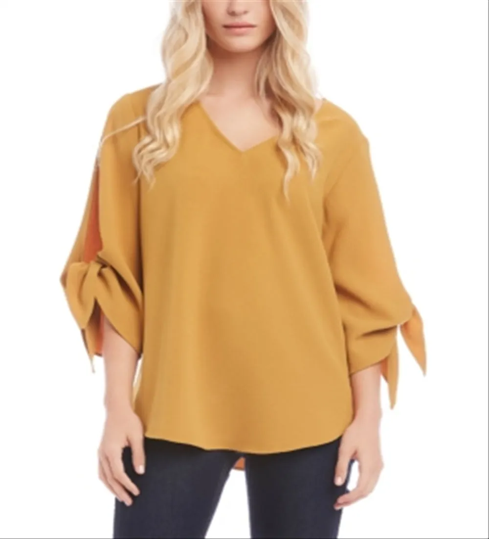 Karen Kane Women's Tie Sleeve Top Yellow Size Large