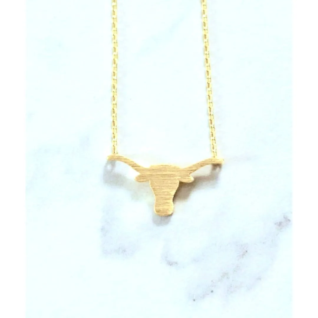 Karen Matte Gold Longhorn Necklace