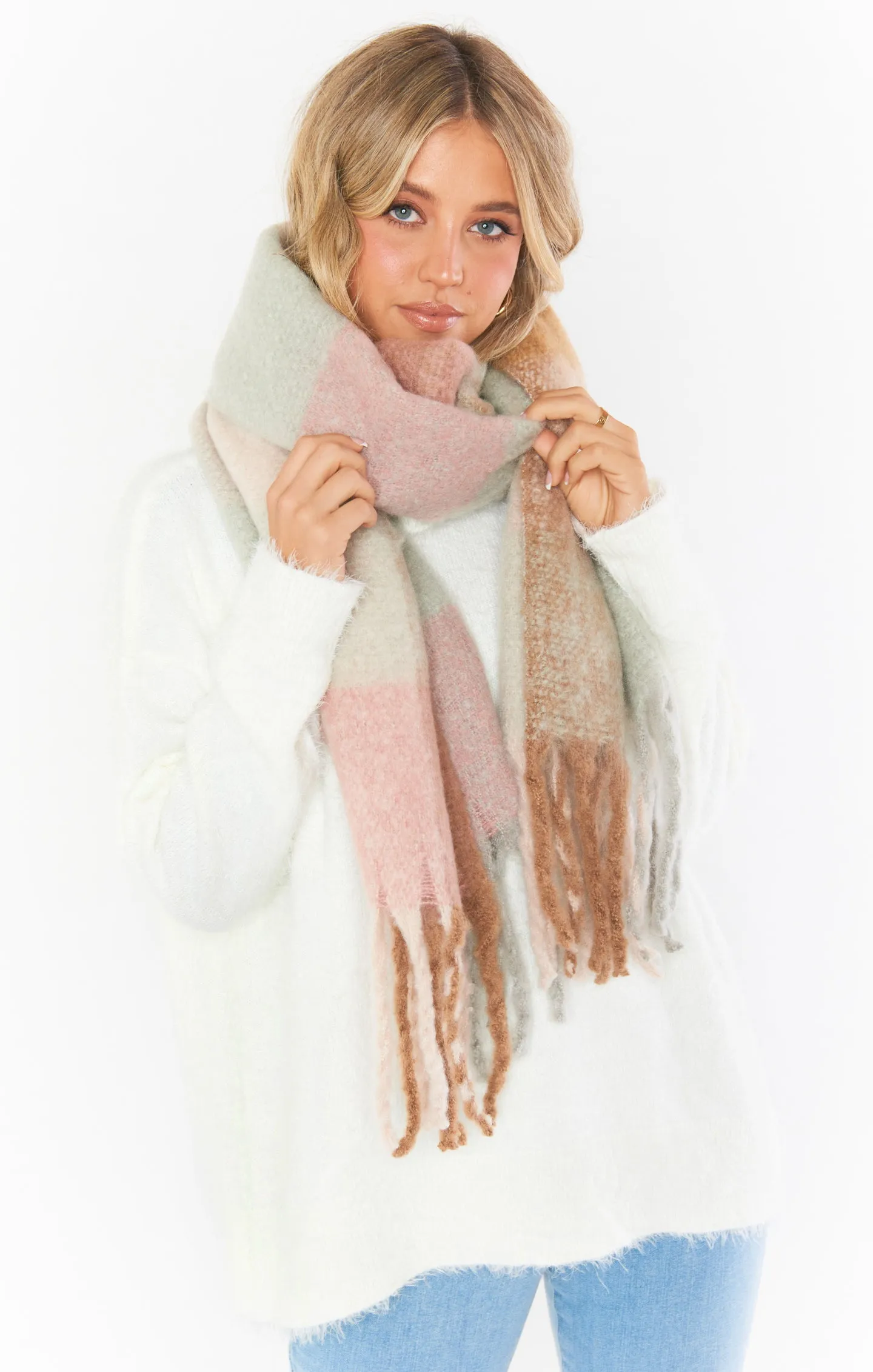 Keating Fringe Scarf ~ Pink Multi