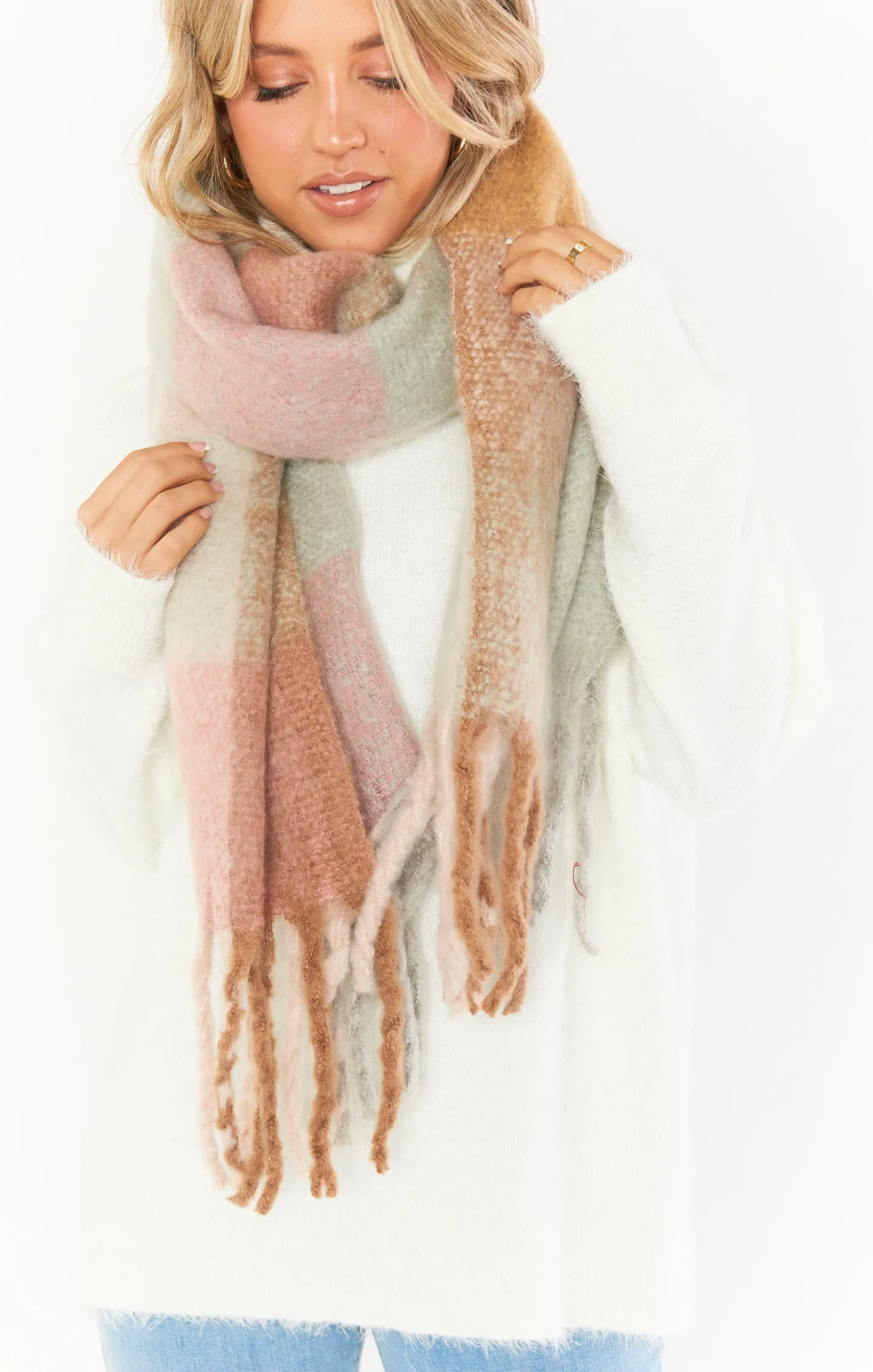 Keating Fringe Scarf ~ Pink Multi