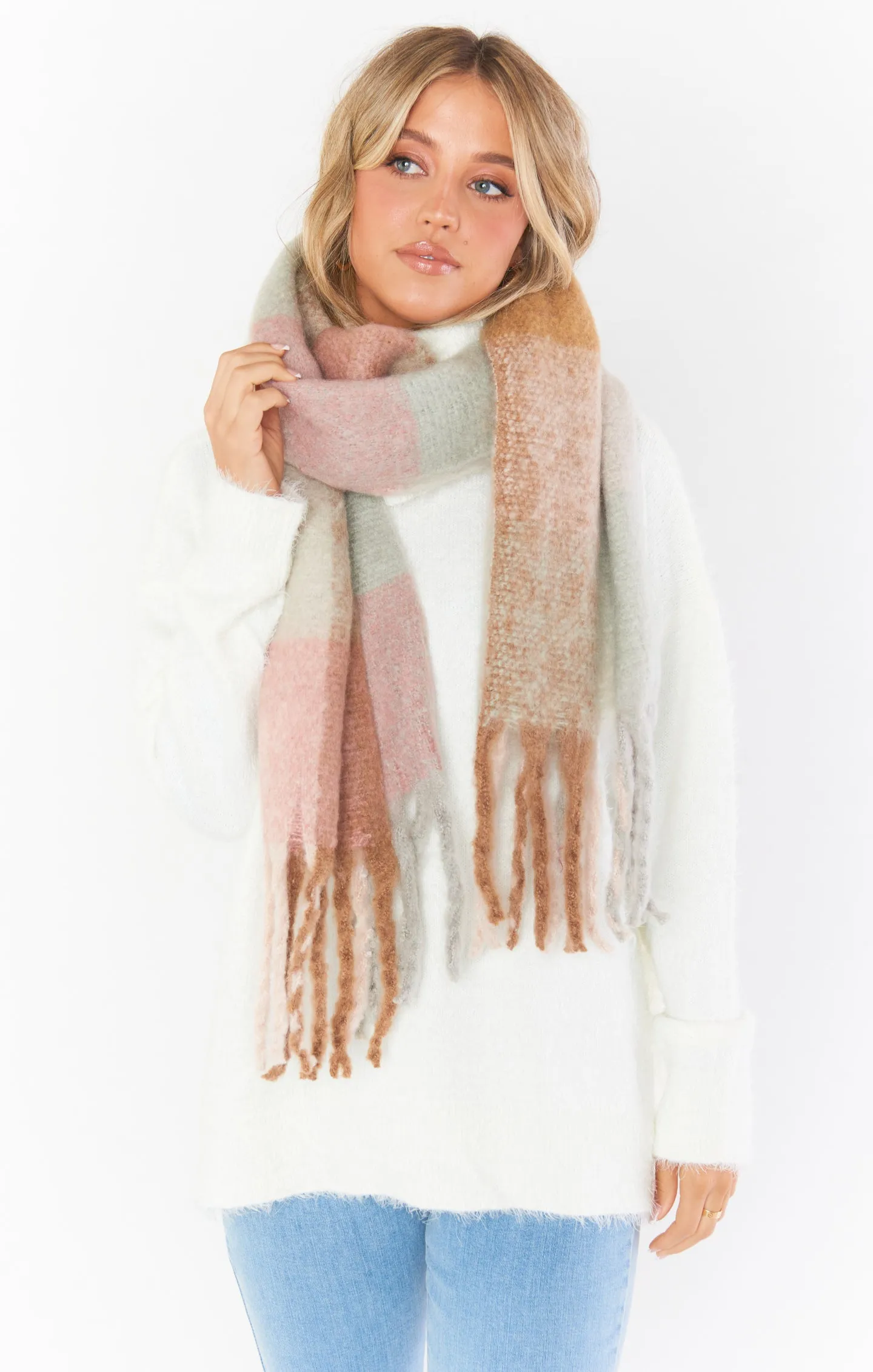 Keating Fringe Scarf ~ Pink Multi