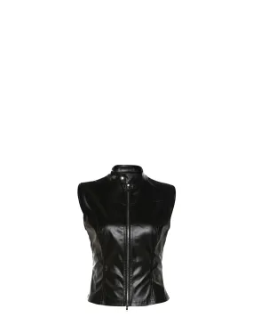 Kiana Faux Leather Zip Up Top