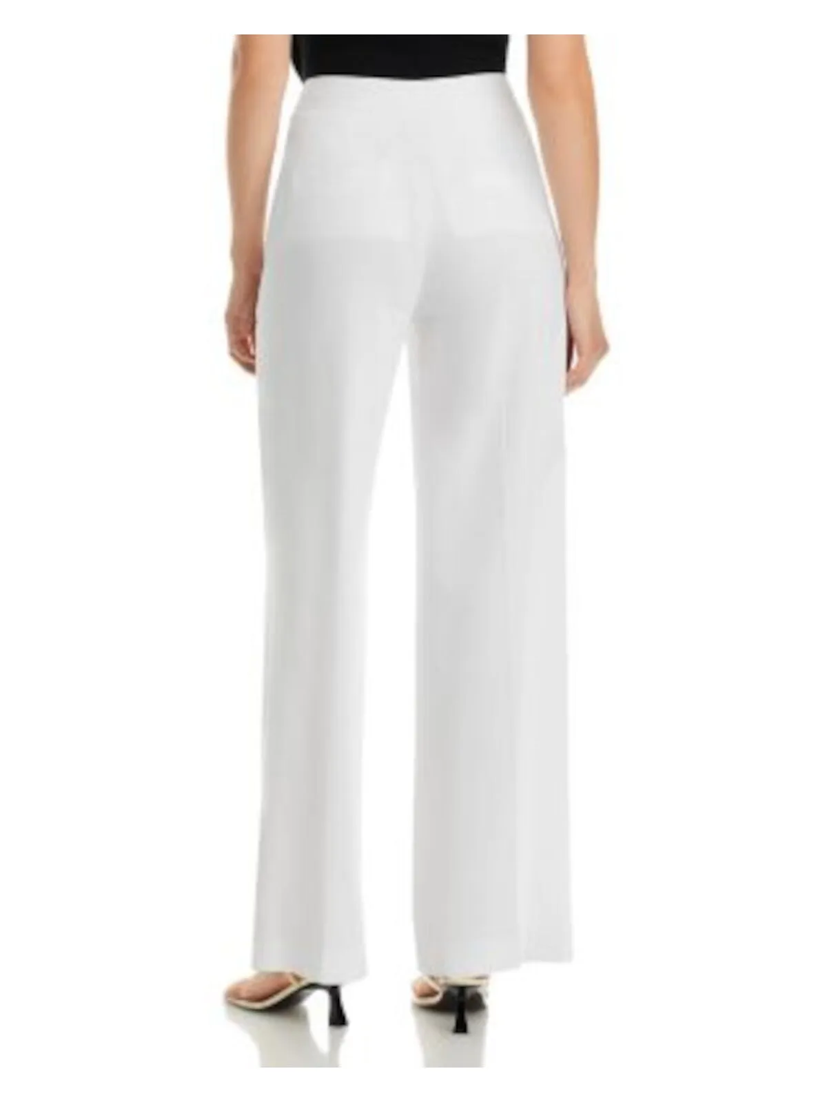 KOBI HALPERIN Womens Ivory Zippered Pocketed Wear To Work Wide Leg Pants