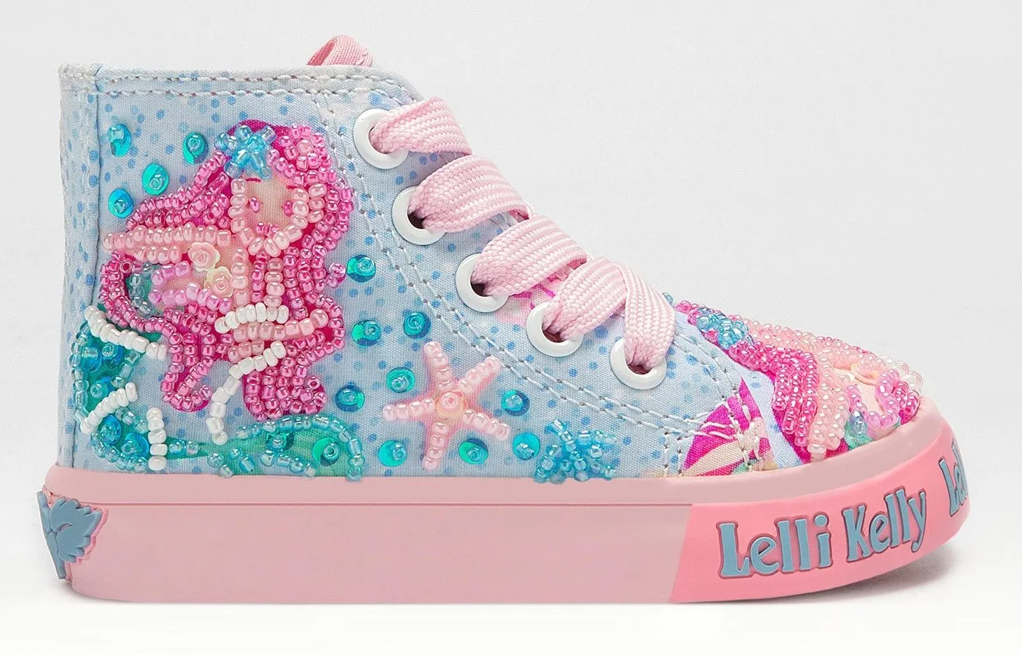 Lelli Kelly LK 3479 Sirenetta Mermaid Light Blue Baby Boots HI-Top