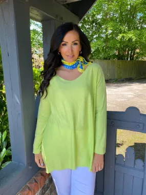 Lime Fine Knitted Top Fifi