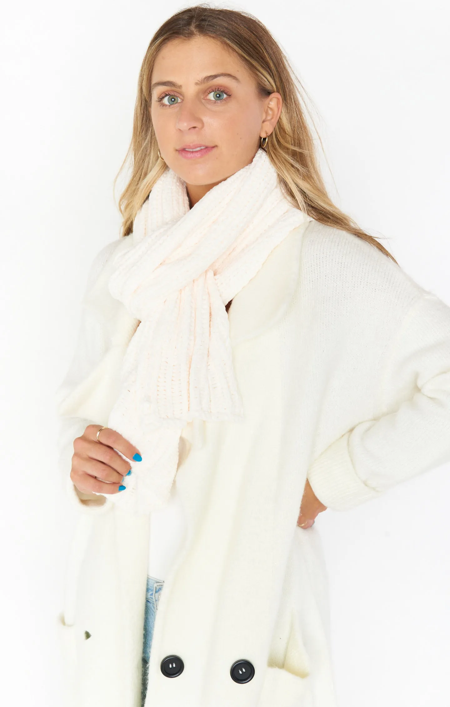 Lulu Chenille Scarf ~ Ivory