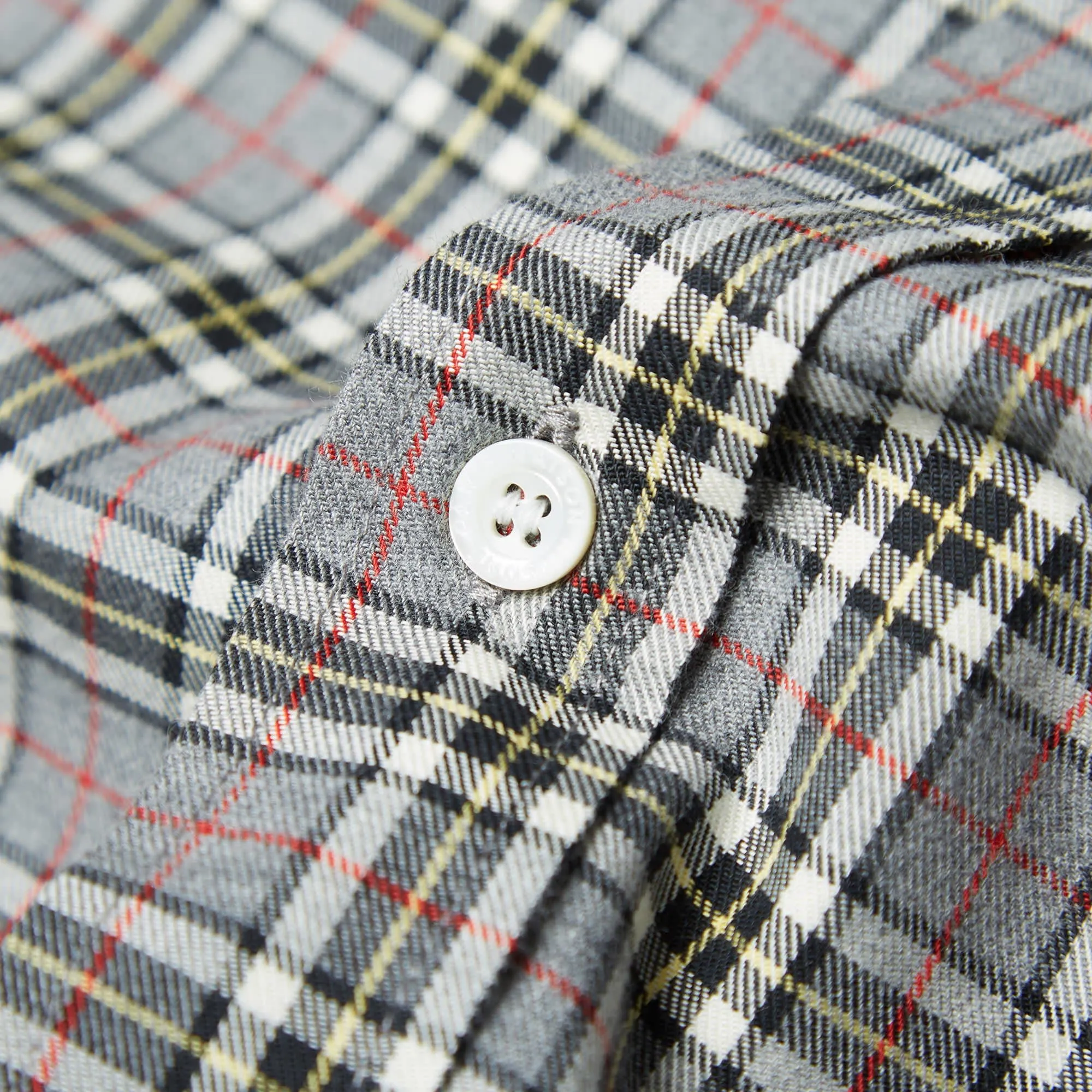 Maison Kitsuné Button Down Classic Tricolour Fox Check ShirtGrey Melange