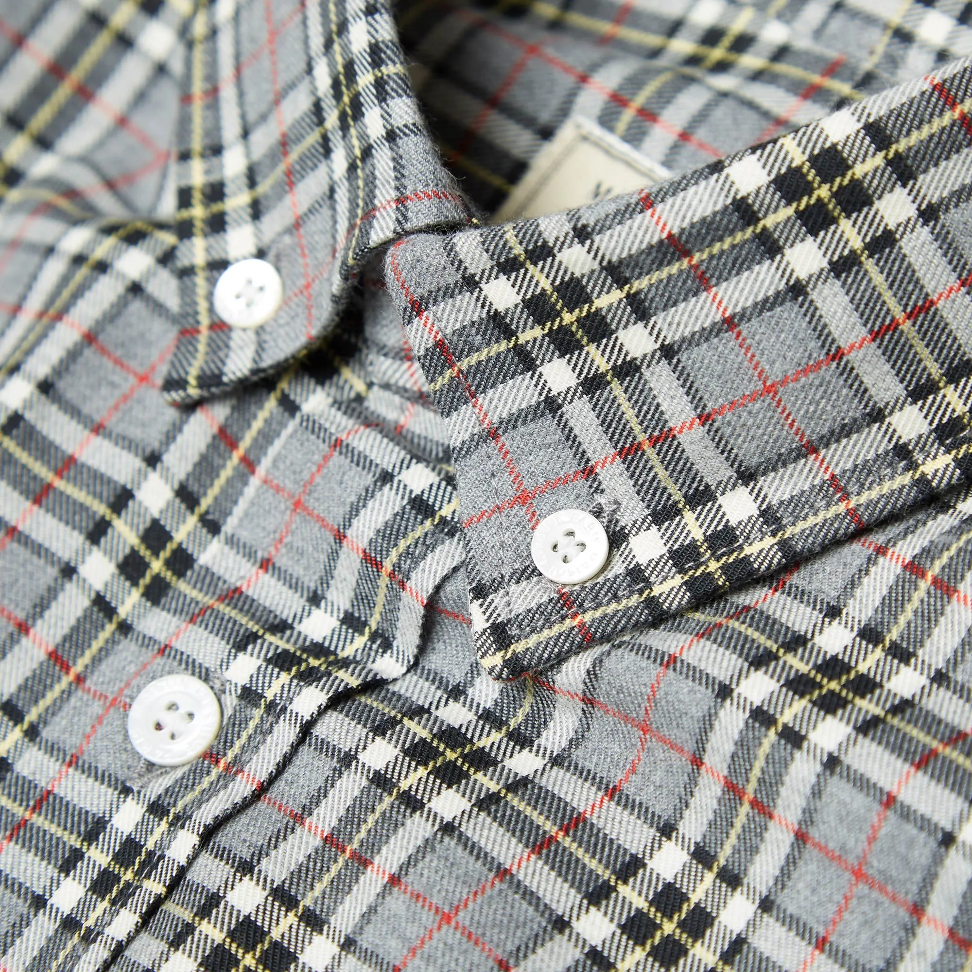 Maison Kitsuné Button Down Classic Tricolour Fox Check ShirtGrey Melange