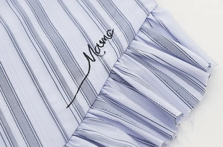 MAMC  |Stripes Casual Style Nylon Street Style Cotton Short Sleeves