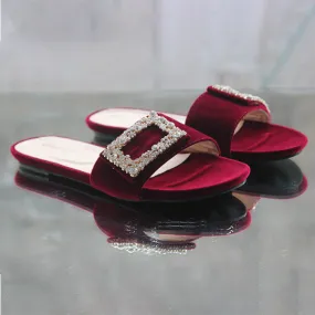 Maroon Fancy Slippers for women