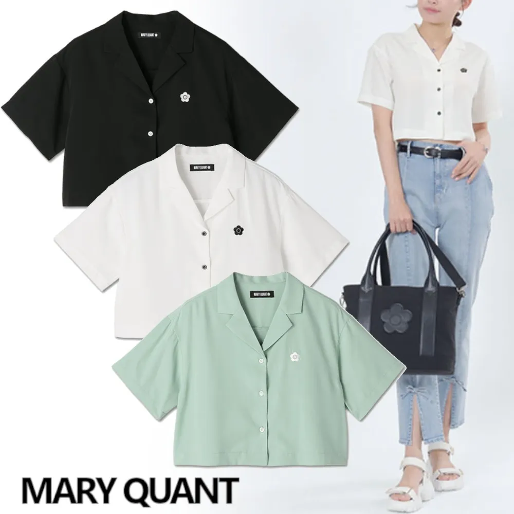 MARY QUANT  |Flower Patterns Casual Style Plain Short Sleeves Party Style