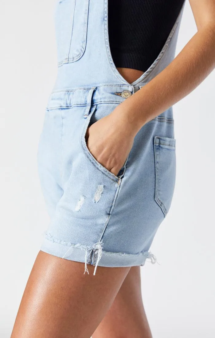 Mavi Wanda Light Ripped LA Vintage Overall Shorts