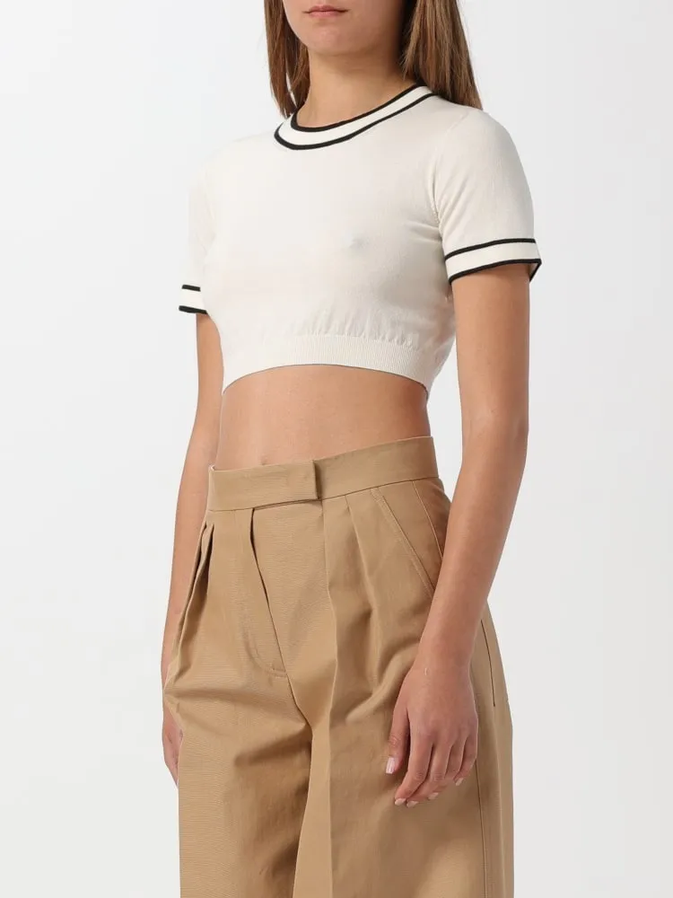 MaxMara  |Crew Neck Casual Style Plain Cotton Short Sleeves