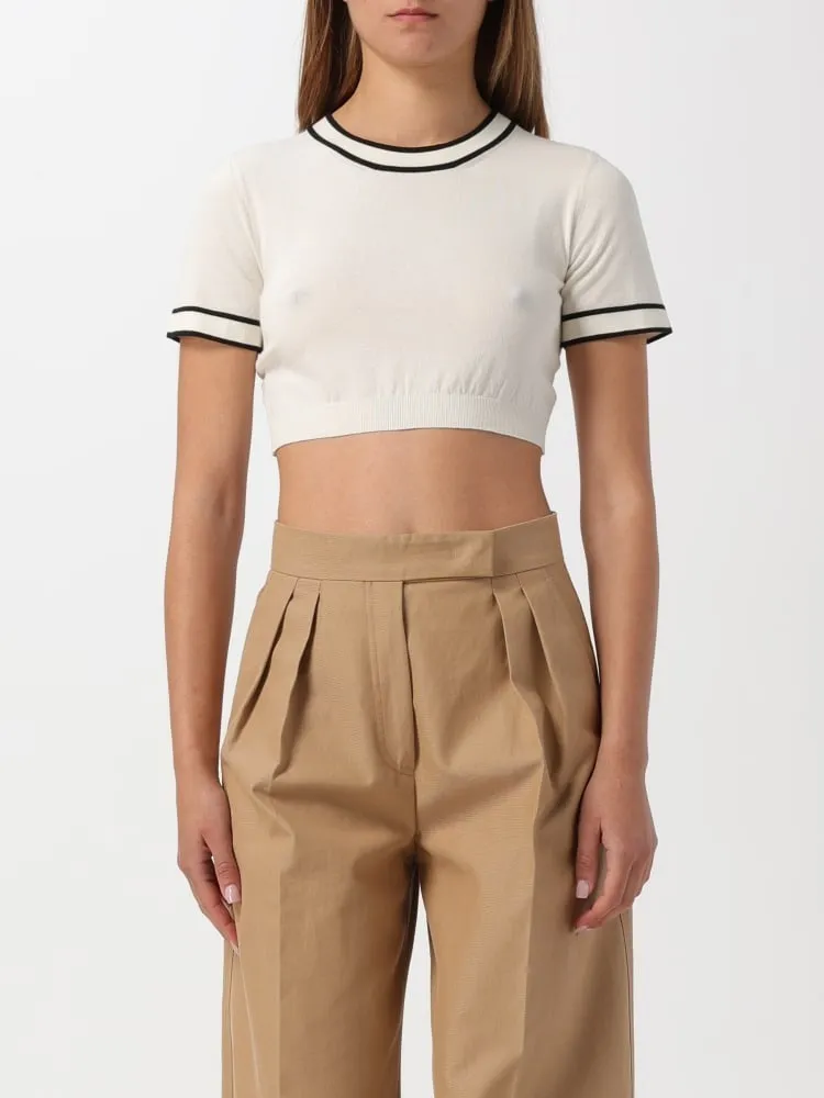 MaxMara  |Crew Neck Casual Style Plain Cotton Short Sleeves